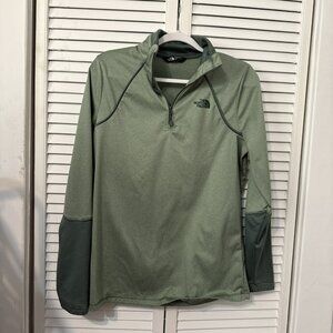 The North Face 1/4 Zip Pullover Shirt Large Green  Lightweight Outdoors